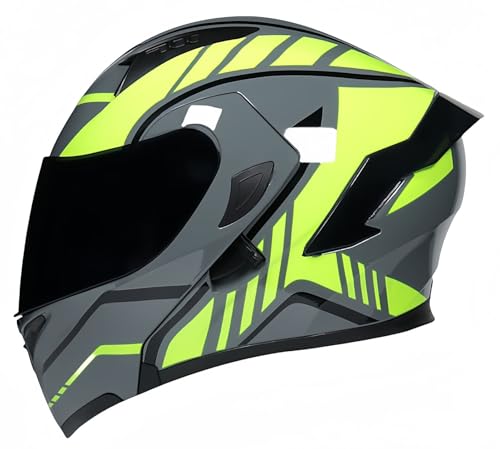 Modularer Motorradhelm, ECE-Zugelassener, Hochklappbarer Vollgesichts-Motorradhelm, Zugelassene Leichte ABS-Schale, Geeignet Für Unisex F,XL58-59CM