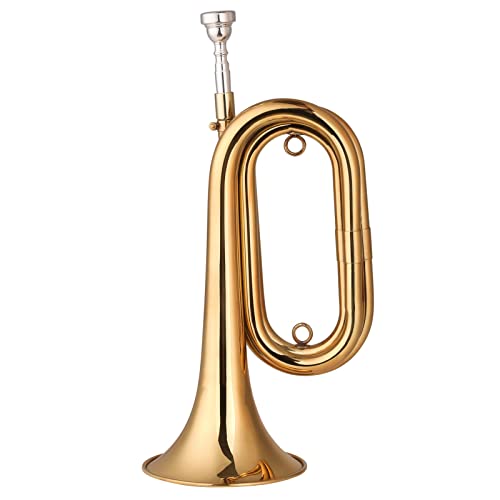 Trompeten Messing-Bugle Rufen Vergoldete Trompete-Kavallerie-Horn Mit Mundstück Tragetasche Musikalisches Instrument Für Anfänger-Bandspiel Trompete aus Messing