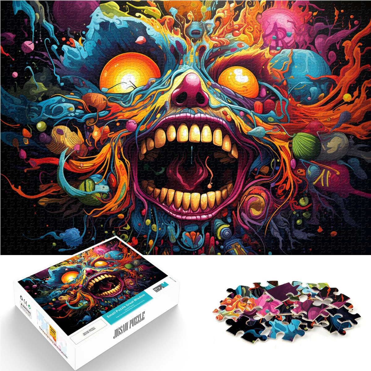 Puzzle zum Ausmalen, Fantasy-Monster, Puzzle 1000 Teile, Holzpuzzle, Spielzeug, Puzzle, Lernspiele, Stressabbau-Puzzle, 1000 Teile (50 x 75 cm)