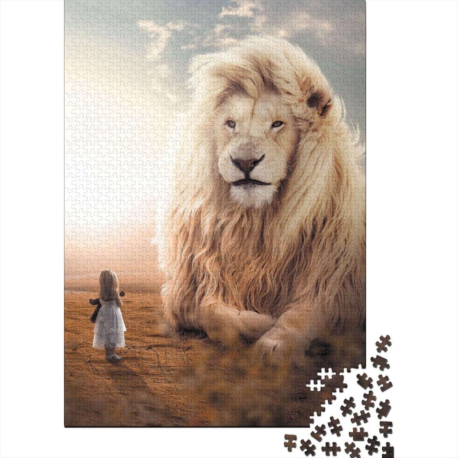 Der riesige weiße Löwe für Erwachsene. Schwieriges Puzzle mit 1000 Teilen für Erwachsene Teenager. Entspannungspuzzlespiele - Denksportaufgabe 75 x 50 cm