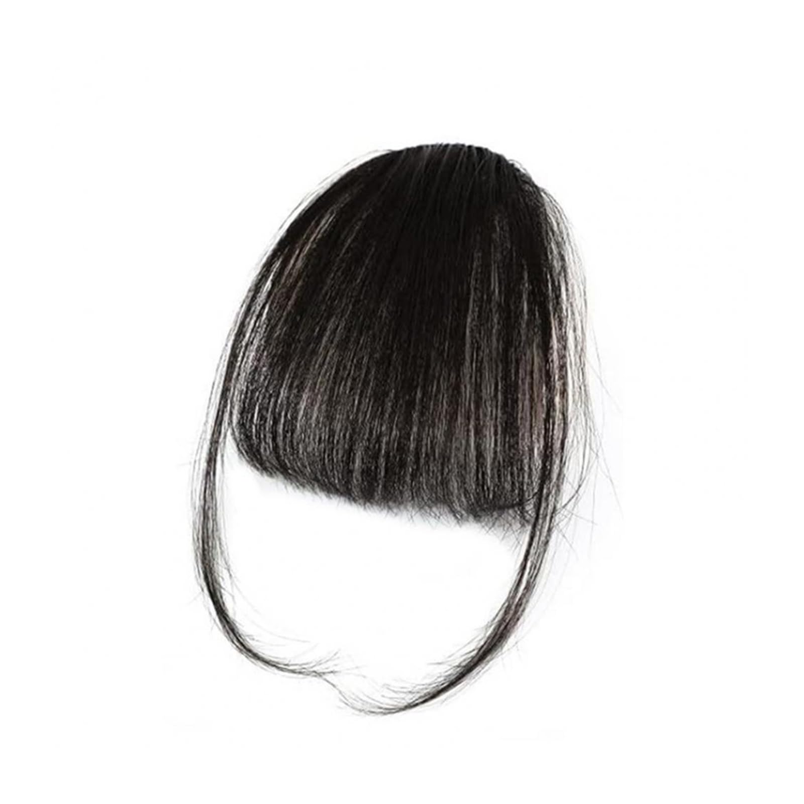 yixinzi-2024 Pony Echthaar-Pony, natürlicher Bang-Haarclip, Pony, Fransen mit Schläfen, Haarteil for Frauen, Clip-on-Air-Bang, 11,4 cm Pony Haarspange(Black Brown)