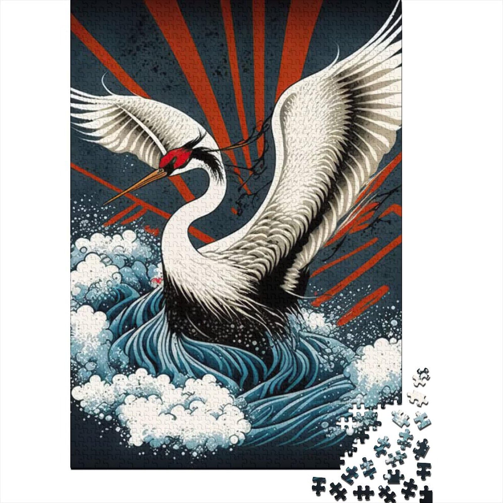 Crane Japan Holzpuzzle für Erwachsene und Jugendliche von schwierigen, anspruchsvollen Puzzles, 1000 Teile, pädagogisches Stressabbau-Spielzeugpuzzle, 29,53 x 19,69 Zoll