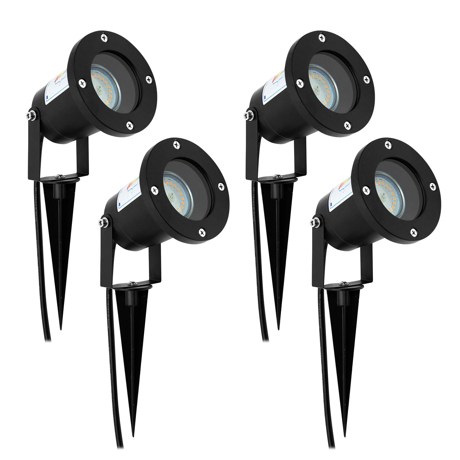 Wondlumi 4er Gartenleuchte LED GU10 Gartenlampe IP65 Schwenkbar Gartenstrahler mit erdspieß 230V Anthrazit Gartenbeleuchtung