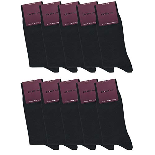 ca·wa·so Damen Socken aus 100 % Baumwolle | Reine Baumwollsocken im 10er-Set | Freizeitsocken ohne Naht mit verstärkter Ferse & Spitze (35-38, schwarz)