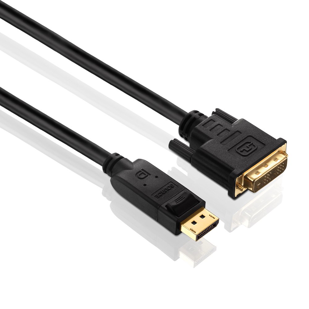 PureLink PI5200-015 DisplayPort auf DVI-D Adapterkabel (2K FullHD (1080p), Ethernet), (DisplayPort Stecker (20pin) auf DVI-D Stecker (18+1pin), Zertifiziert, 1,50m, schwarz