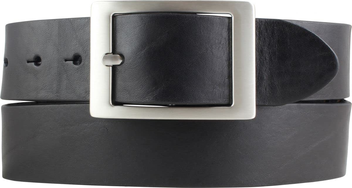 BELTINGER Jeansgürtel aus Vollrindleder 4 cm | Jeans-Gürtel für Damen Herren 40mm | Leder-Gürtel mit Doppel-Schließe | Schwarz 95cm