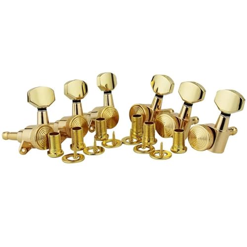 Strings Tuning Pegs Mechaniken Für Gitarre Gitarrenstimmgeräte mit Verriegelungsfunktion, vollständig geschlossener Knopfschaft mit hinterer Saitenverriegelung (Color : 6)