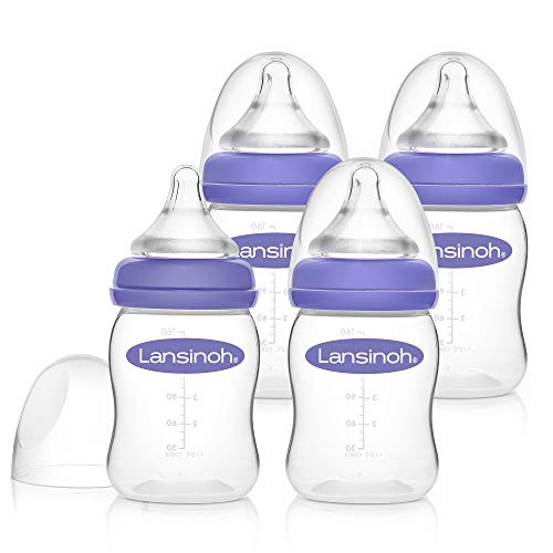 Lansinoh Babyflaschen Set - Babyflasche (Kunststoff) mit NaturalWave Sauger Gr. S, 160 ml, 4 Stück