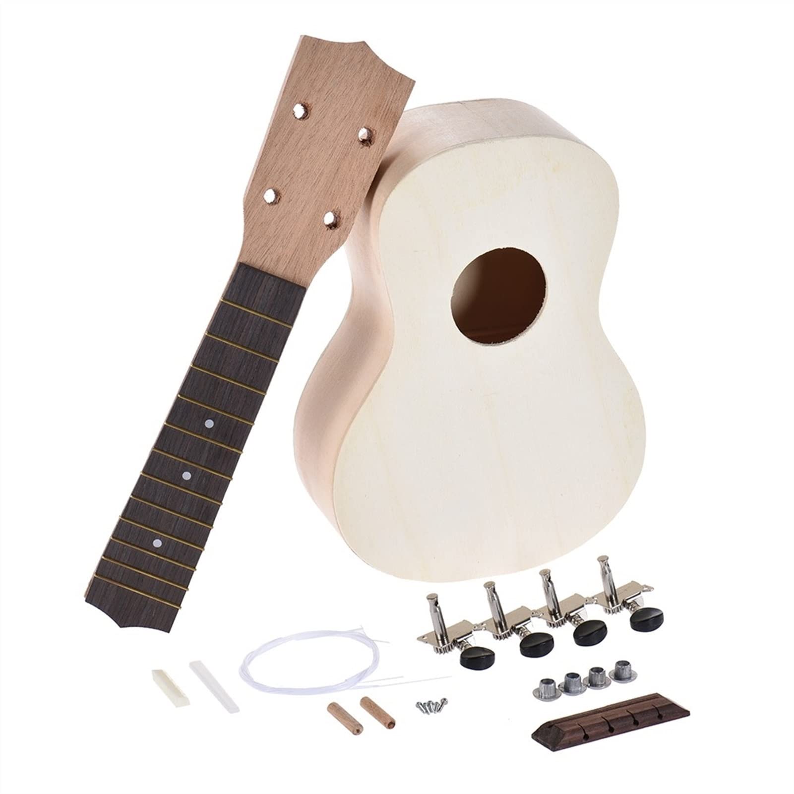 Gitarrenkörper Unfertige 21 Zoll Ukelele Gitarre DIY. Kit Ahornholzkörper & Nacken-Palisander-Griffbrett Gitarrenkörper