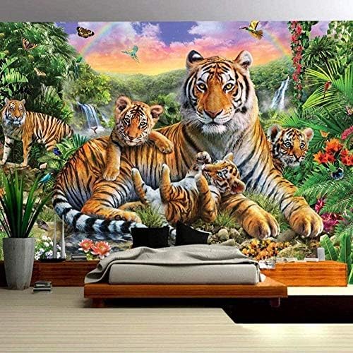 XLMING Tiger Tier Kunst 3D Tapeten Home Esszimmer Sofa Schlafzimmer Wohnzimmer TV Hintergrund-250cm×170cm