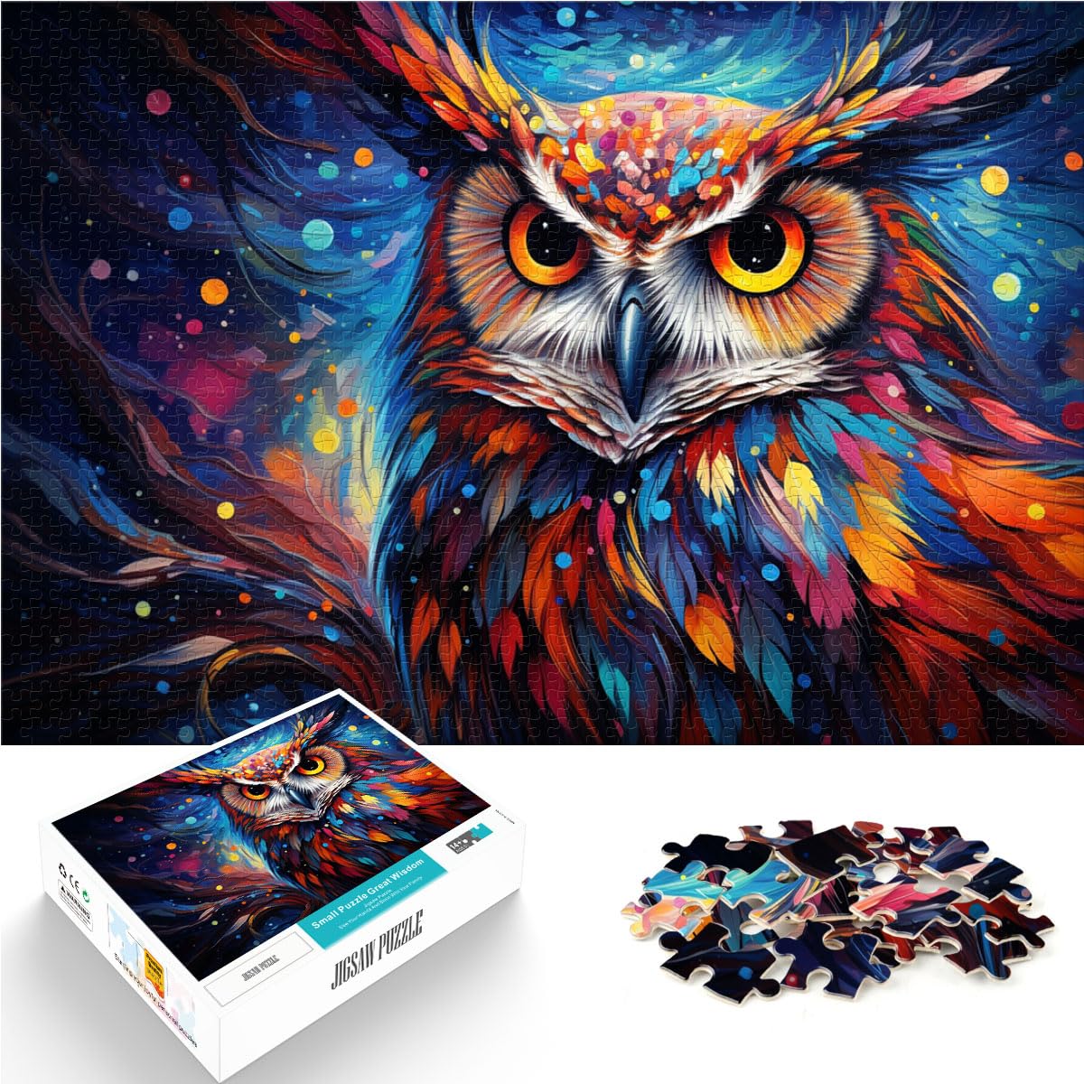 Puzzle Fantasie-Eulengemälde 1000 Teile Puzzle Holzpuzzle Spielzeug Puzzle Lernspiele Stressabbau Puzzle 1000 Teile (50x75cm)