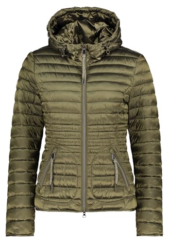 Cartoon Damen Steppjacke mit Abnehmbarer Kapuze Olive Night,46