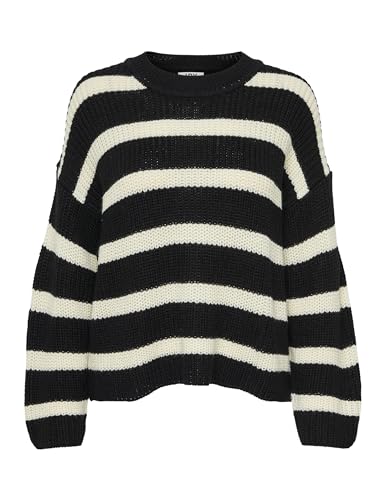 JDY Damen JDYjusty L/S Stripe Knt Noos Jumper Pullover, Schwarz, M EU