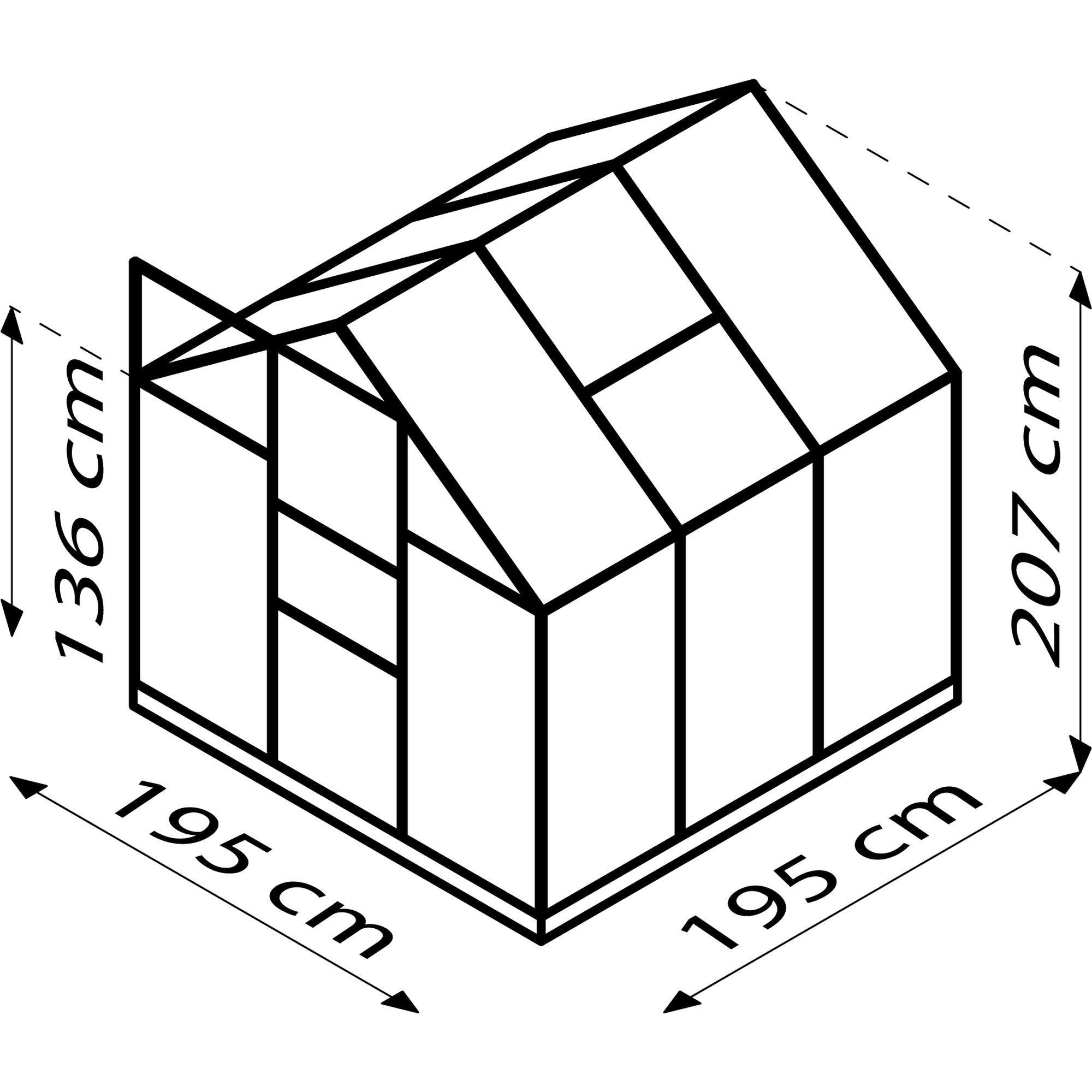 Vitavia Gewächshaus 'Planet 3800' 3,8 m² 192,2 x 192,2 cm 6 mm Hohlkammerplatten schwarz 3