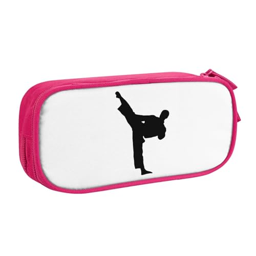 YFSGDLBN Taekwondo Kampfsport-Federmäppchen, großes Fassungsvermögen, doppeltes Federmäppchen, tragbare Schreibwaren-Tasche, rose, Einheitsgröße, Münzfach
