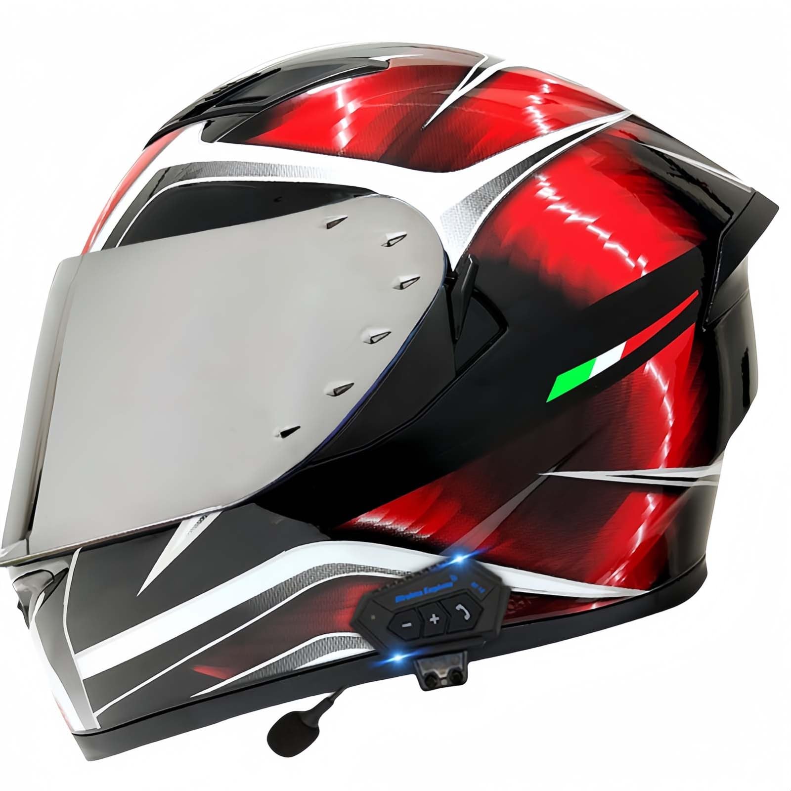 Modularer Integrierter Bluetooth-Motorradhelm Für Herren, ECE-Geprüft, Motorradhelme Mit Integriertem Lautsprecher, Doppelvisier, Moped Für Damen Und Herren D,XS53-54CM