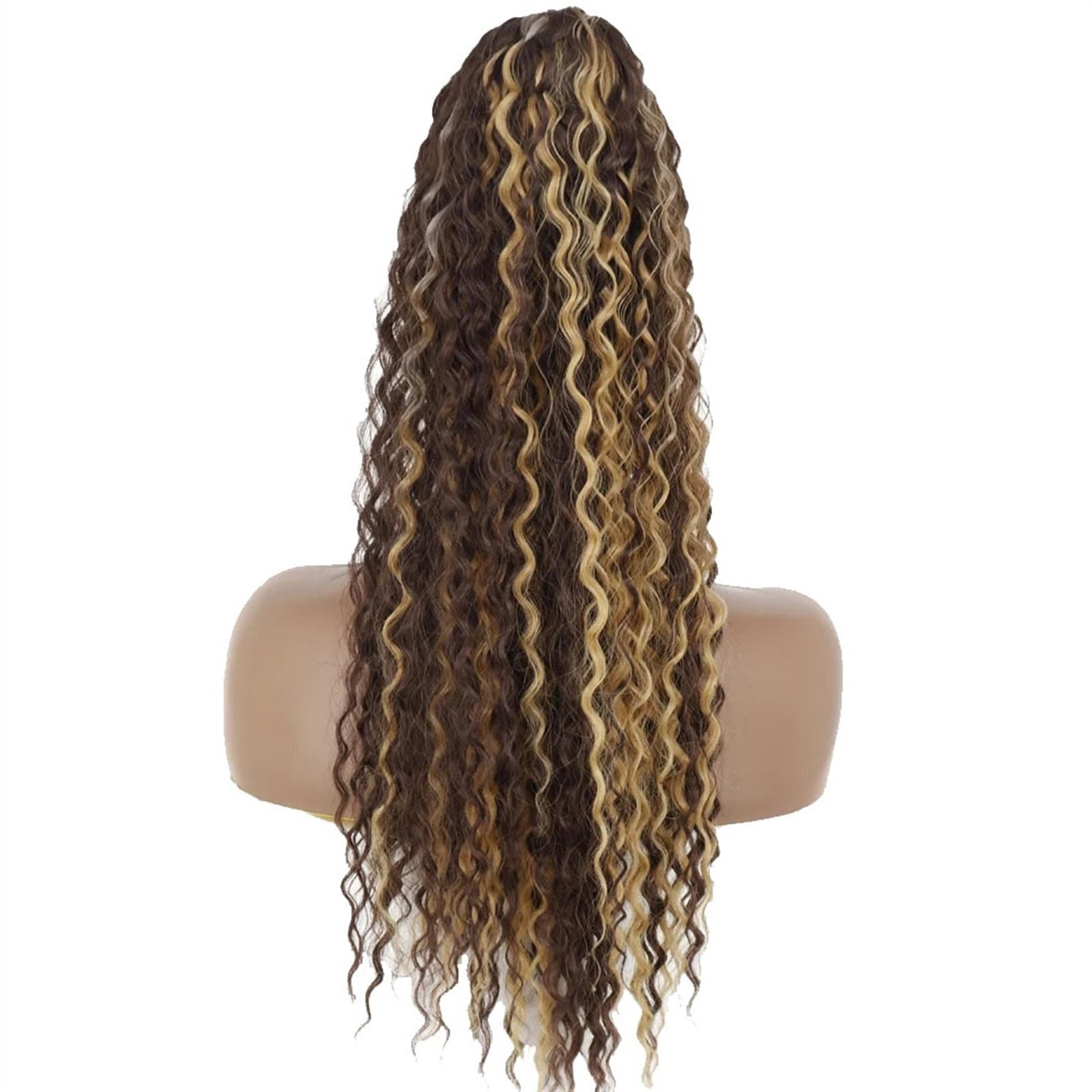 Haarverlängerungen Pferdeschwanz, Langwelliger lockiger Pferdeschwanz mit Kordelzug, 66 cm, synthetische Clip-in-Pferdeschwanz-Extensions for schwarze Frauen, Afro-Locken-Pferdeschwanz mit Kordelzug,