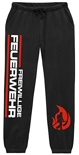 UGLYSHIRT Feuerwehr Herren Jogginghose | Logo 112 FFW Freiwillige Feuerwehr Hose | M1 (S)