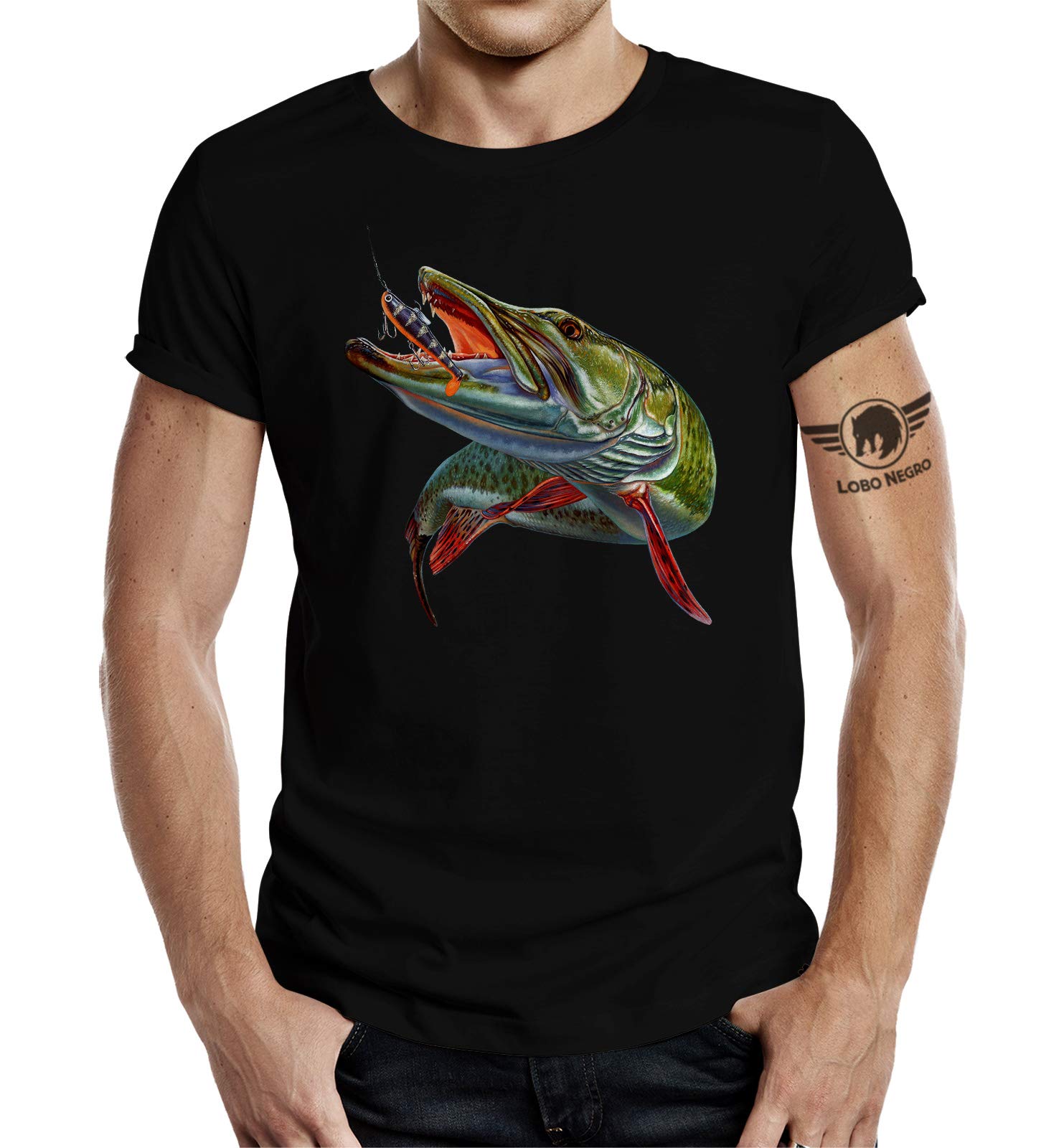 Geschenk T-Shirt für Angler und Fischer: Hecht 3XL