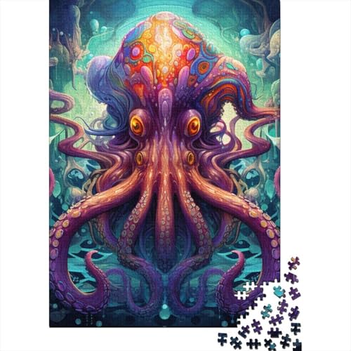 Art Octopus Puzzles für Erwachsene und Jugendliche, 500 Teile, Puzzles für Erwachsene, Puzzles aus Holz für Erwachsene und Jugendliche 20,47x14,96 Zoll