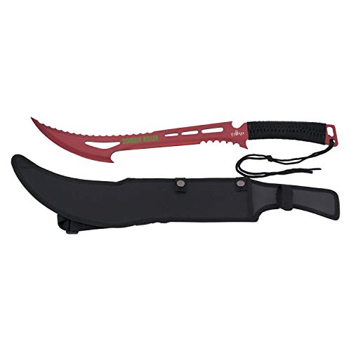 THIRD Rodcutter Machete 16157R Rot eloxierte Edelstahlklinge 44 cm mit geflochtenem Seilgriff, Nylonscheide