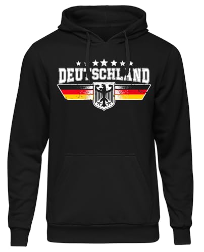 UGLYSHIRT Deutschland Herren Kapuzenpullover | Fanartikel Fussball EM WM Deutschland Flagge Germany Hoodie Deutschland Pullover Deutschland Trikot | M4 Schwarz (3XL)