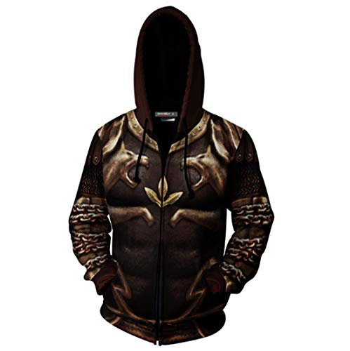 QYIFIRST Unisex Anime 3D Druck Pullover mit Kapuze Kratos Freizeitjacke Schwarz XL (Brustumfang 113cm)