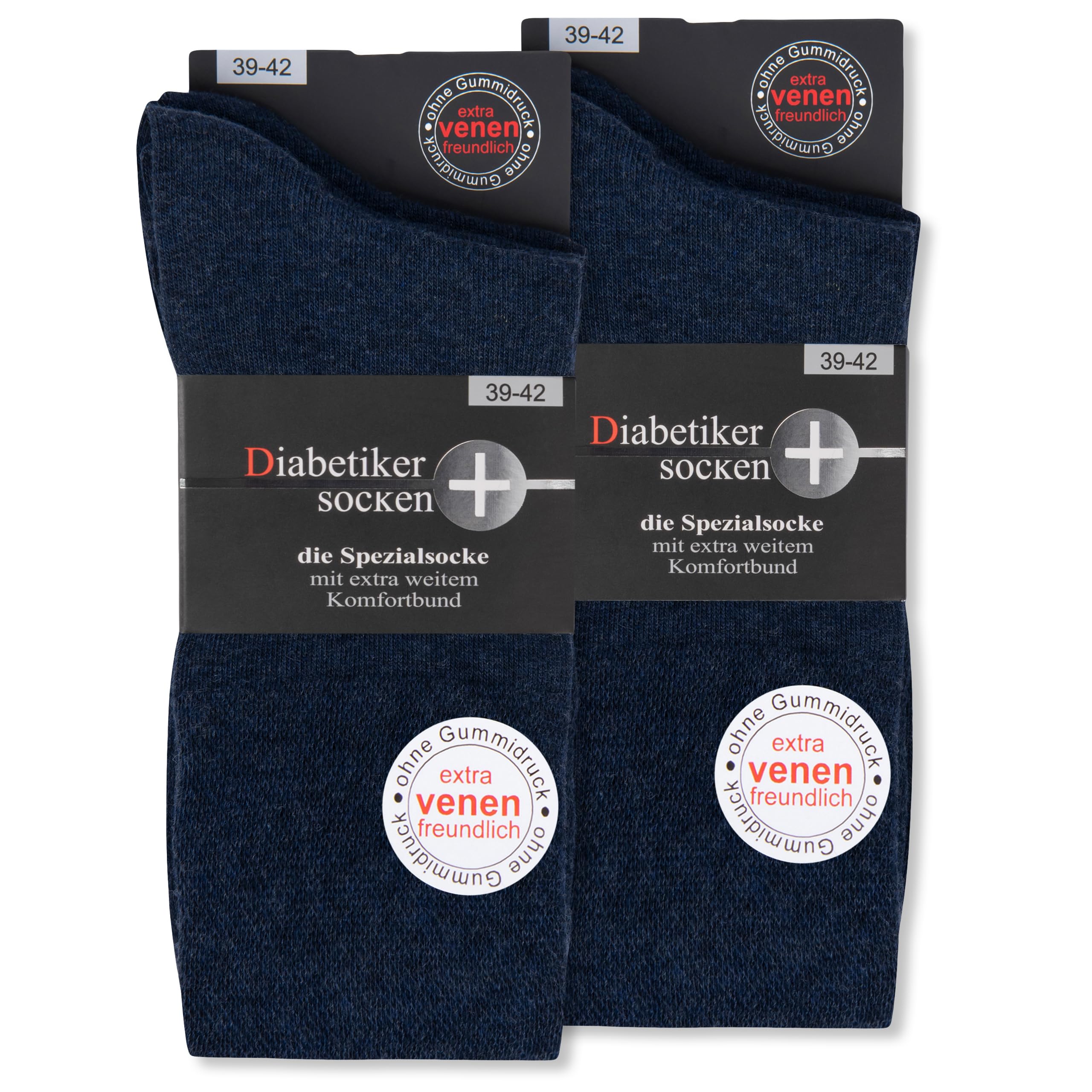 Diabetikersocken ohne Gummi & ohne Naht 97% Baumwolle (6 Paar) Diabetiker Socken mit Komfortbund für Damen & Herren 26809 WP (Jeans 43-46)