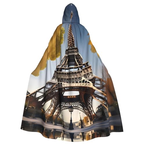 WURTON Cityscape Paris Eiffelturm Frankreich Druck Elegance Kapuzenumhang für Halloween Karneval Mottopartys Cosplays Erwachsene Unisex