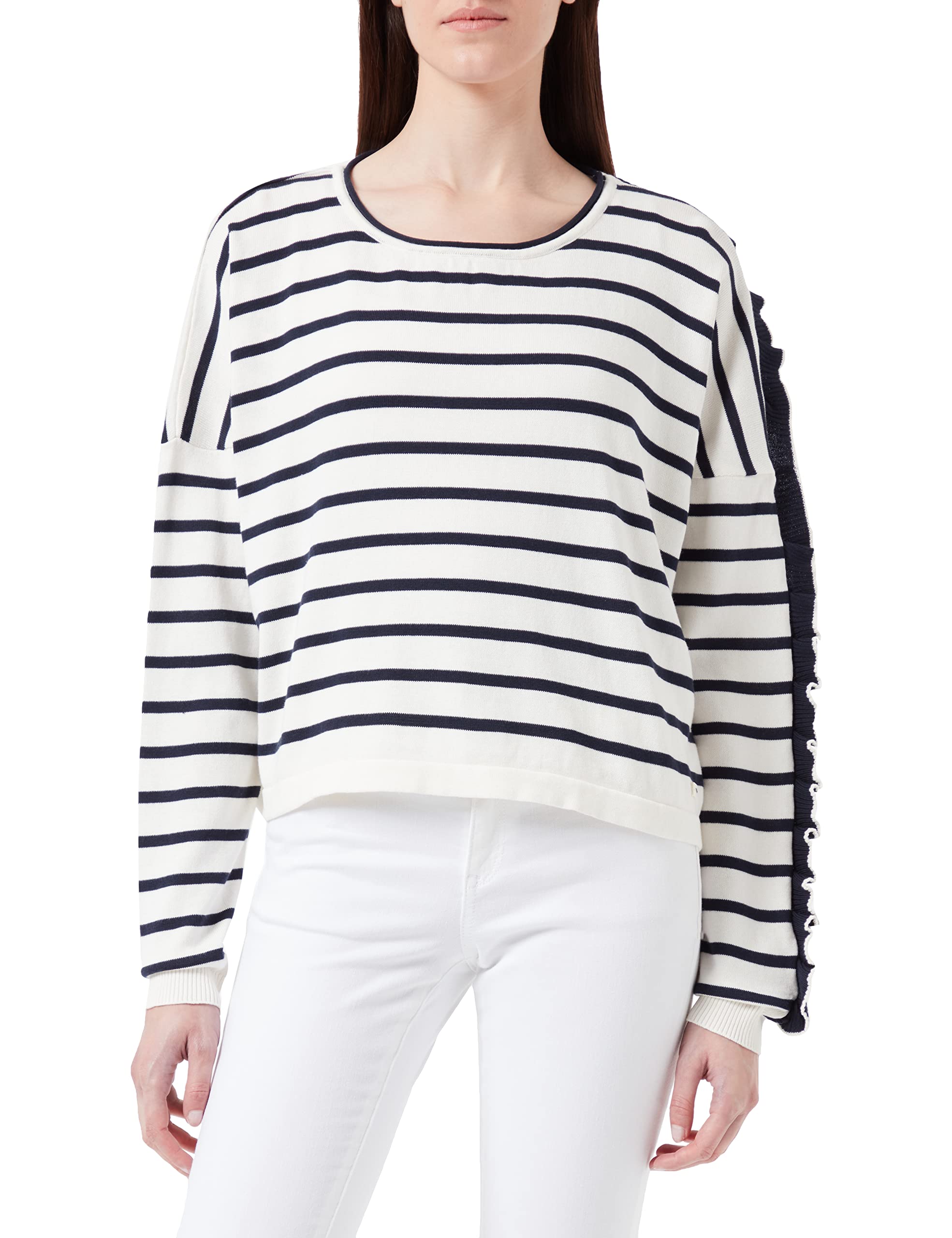 LTB Jeans Damen Rifasa Sweatshirt, White Navy Stripes 6916, XS