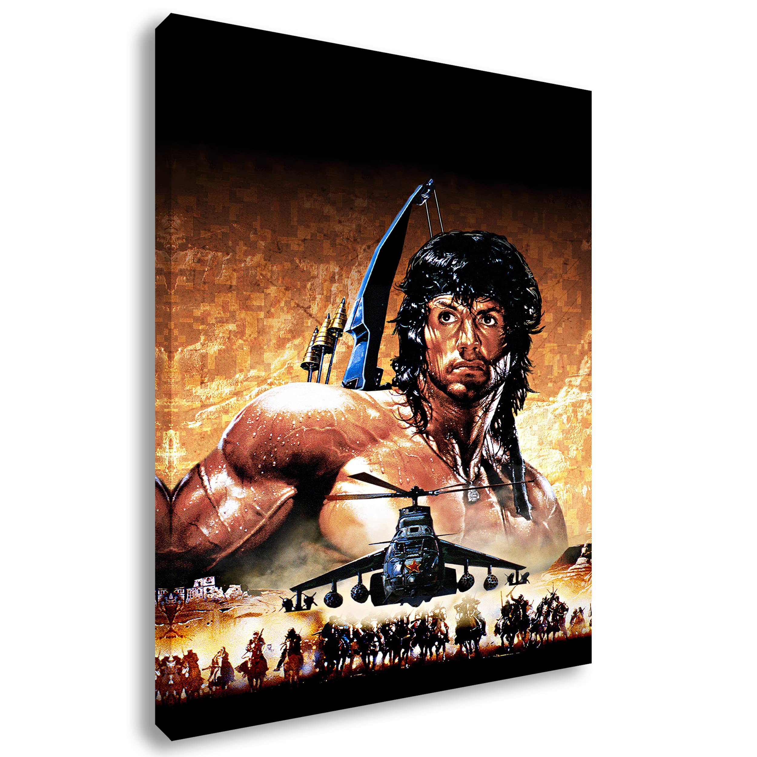 Artis Prints Leinwandbild Rambo | Sylvester Stallone - Film - Hollywood, Wandbild auf Keilrahmen gespannt - Klein bis XXL, Wohnzimmer - Flur - Dekoration