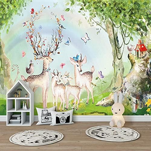 Wald-Regenbogen-Elch 3D Tapeten Wanddekoration Fototapete Sofas Wohnzimmer Wandbild Schlafzimmer-250cm×170cm