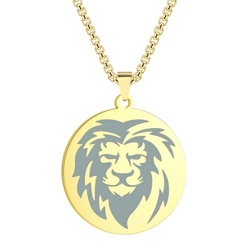 GZHENGZG Herren Halsketten und Damenschmuck Hip Hop Rock Wild Lion Halskette Für Männer Frauen Schmuck Coole Tier Anhänger Halskette Geschenk Geschenk