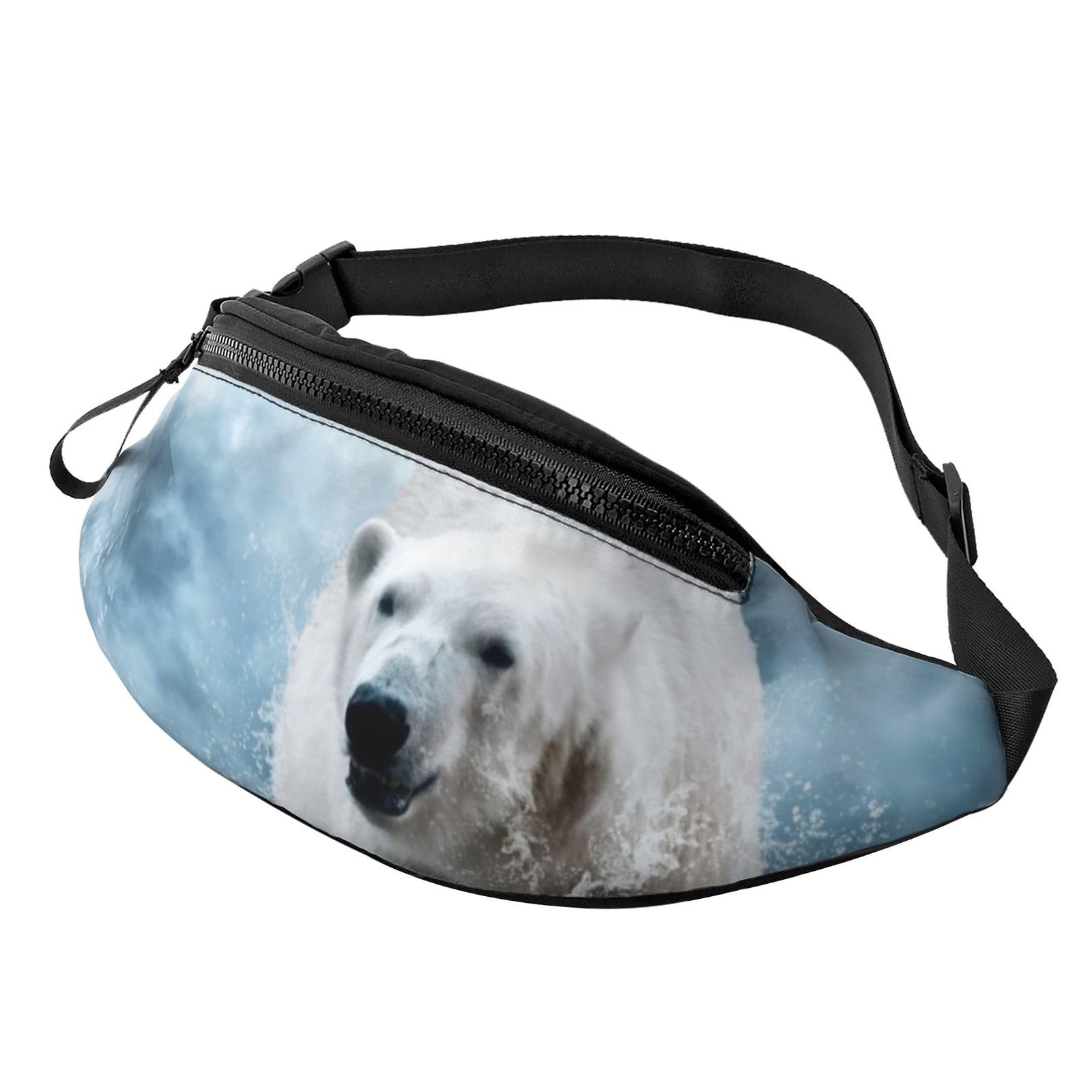 HSJFS Hüfttasche mit lustigem Totenkopf-Aufdruck, verstellbarer Gürtel, lässige Brusttasche, Cool Animal White Eisbär, Einheitsgröße