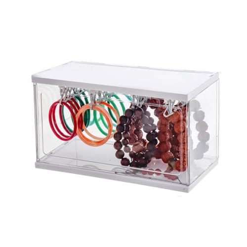 Meiliyizu Acryl-Schmuck-Organizer mit Schienen und Haken, transparente Ohrring-Aufbewahrungsbox für Halsketten und Ringe, Armbänder