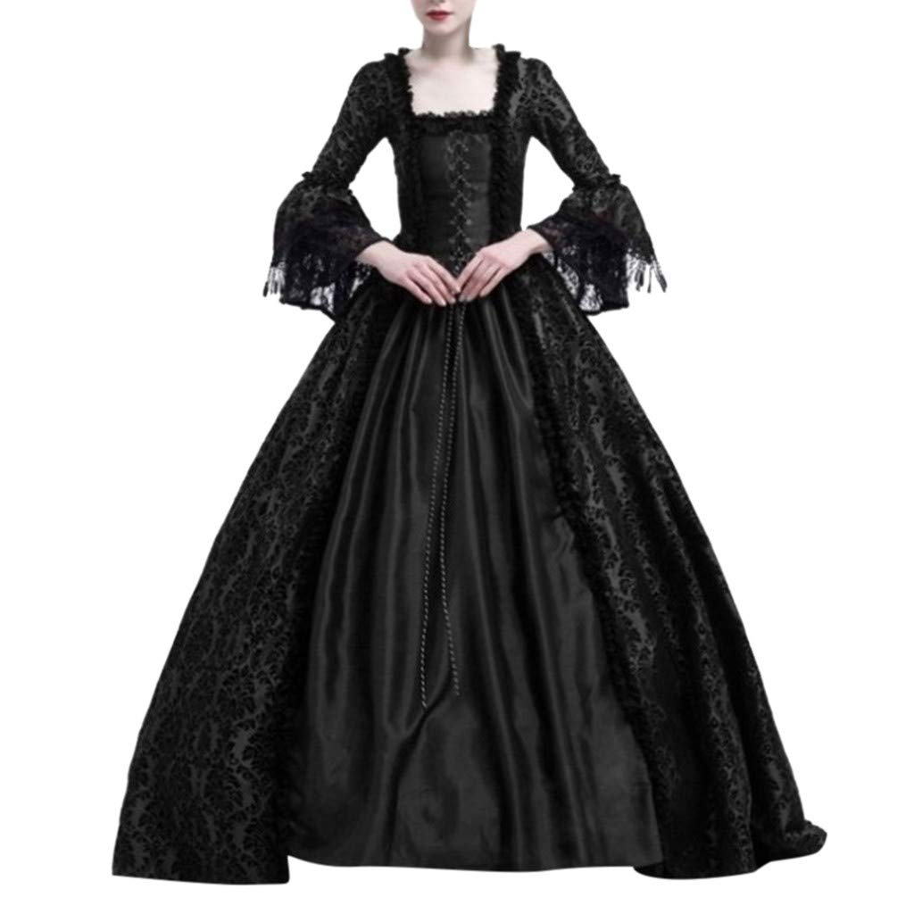 Kleid Mittelalter Damen Halloween Festlich Cosplay Karneval Halloween Kostüm Halloween Front Lace Up Kostüme Mittelalter Faire Gothic Kleid Steampunk Spitzenkleid Ärmellose High-Low Saum Gothic K