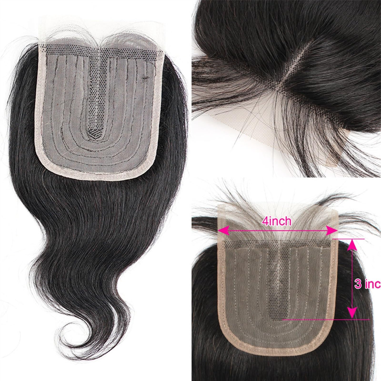 Human Hair Bundles 4 Bündel mit Verschluss, mittlerer freier Teil, transparente Spitze, natürliches Schwarz, brasilianisches gewelltes Remy-Echthaar, kurzer Bob-Stil, brasilianisches gewelltes Bündel,