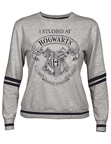 Harry Potter Damen Sweater I Studied at Hogwarts Wappen grau - S