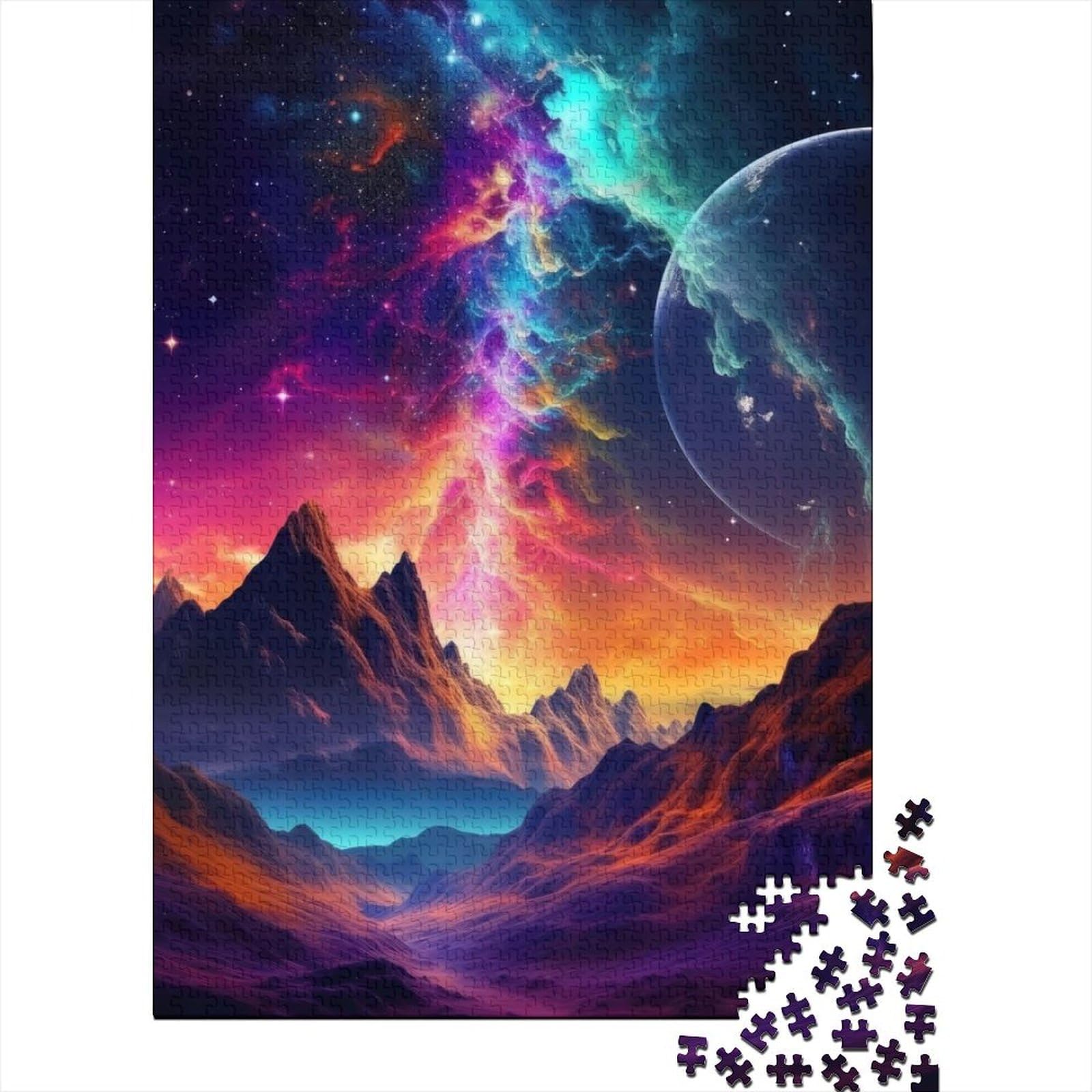 Psychedelic Sky Mountains Art Puzzle für Erwachsene 1000 Teile Holzpuzzle Puzzles für Erwachsene Teenager genießen Spiele für Erwachsene 75x50cm