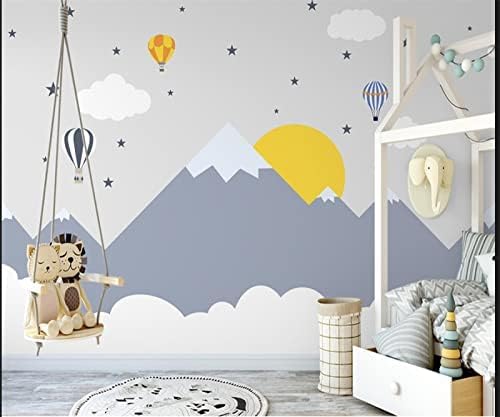 XLMING Geometrische Schneeberg Ballon Kinderzimmer 3D Tapete Home Dekoration Wohnzimmer Sofa Schlafzimmer Tv Hintergrund Wand-200cm×140cm