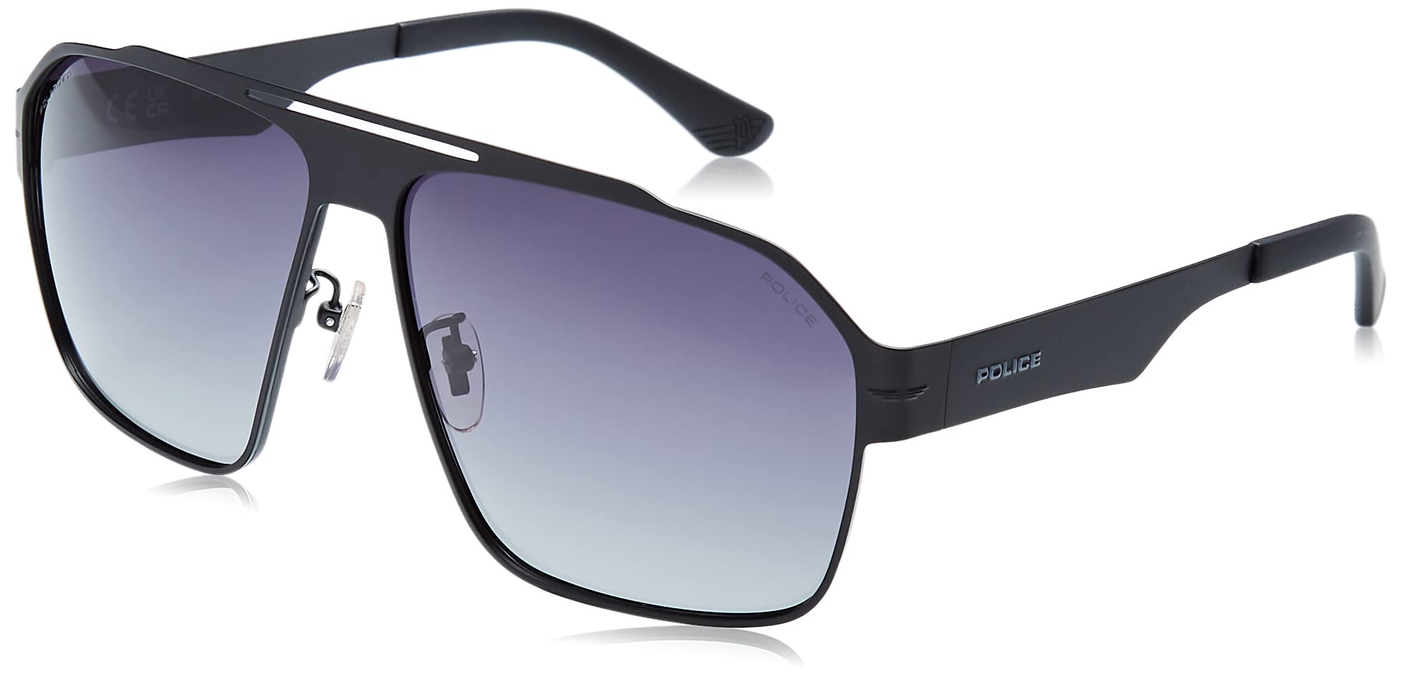 Police Unisex SPLL08 Sunglasses, Total shiny black, 63