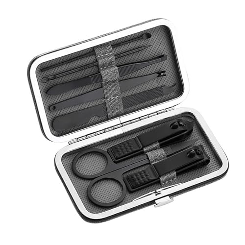 8-teiliges Nagelknipser-Set, vielseitig einsetzbar, tragbar, Edelstahl, Ohrlöffel, Augenbrauen-Pinzetten-Knipser, Pediküre, Nagelschere (Color : Gray MJ15345303)