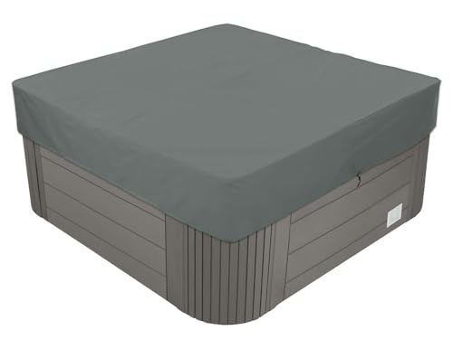 BaCover Quadratische Whirlpool-Abdeckung, 210D Oxford-Gewebe Wasserdicht Outdoor Spa Staubschutz Poolabdeckung,Grau,220x220x30cm