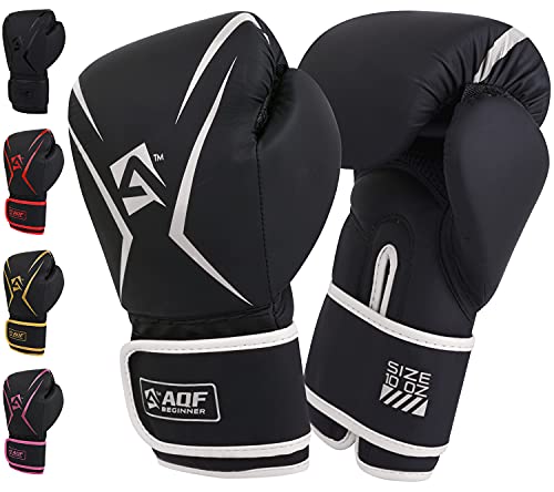 AQF Boxhandschuhe, Boxsack Leder Handschuhe Herren Frauen, MMA Handschuhe Sandsäcke, Boxhandschuhe Kinder Für Kickboxen, Muay Thai, Kampfsport Boxing Gloves 4 6 8 10 12 14 16 Oz (10 oz, Silber)