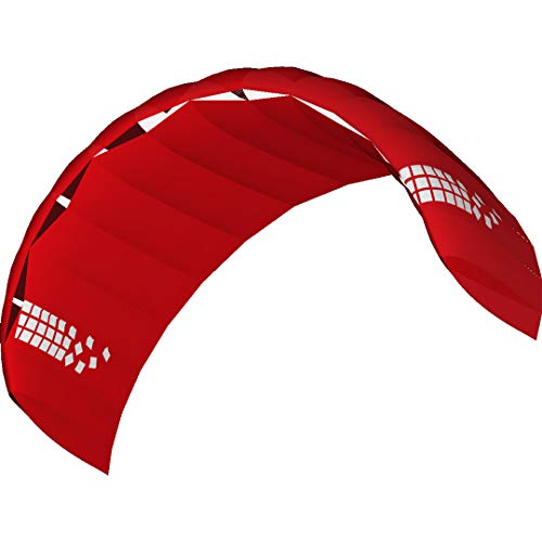 HQ HIGH QUALITY DESIGN HQ4-Kites 118215 - Beamer 4.0 Red, Vierleiner Lenkmatte Handlekite, Fläche: 4.0qm, Spannweite: 374cm, inkl. 200/120kp Dyneemaschnüre 4x20m auf Quad-Handles, 3-24 Knoten