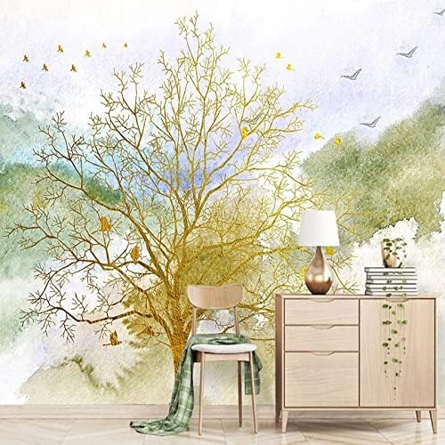 XLMING Abstrakt Goldener Baum Elch Landschaft 3D Tapete Home Dekoration Wohnzimmer Sofa Schlafzimmer Tv Hintergrund Wand-250cm×170cm