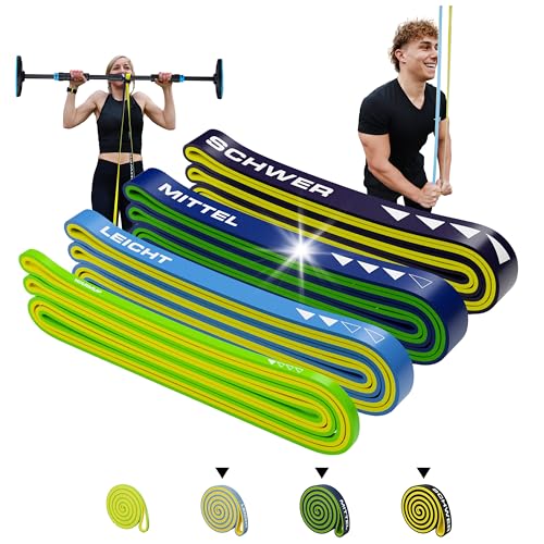 ELANI Resistance Bands Set - 25kg-45kg Mehrfarbig mit Resistance Lines - Widerstandsbänder Krafttraining, Eco-Verpackung- Pull Up Band|Widerstandsband