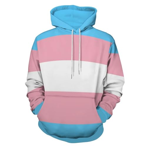 HABXNJF Kapuzenpullover Transgender Flagge Hoodie Mode Hoodie mit Tasche für Herren Damen, Transgender-Flag, XXXL