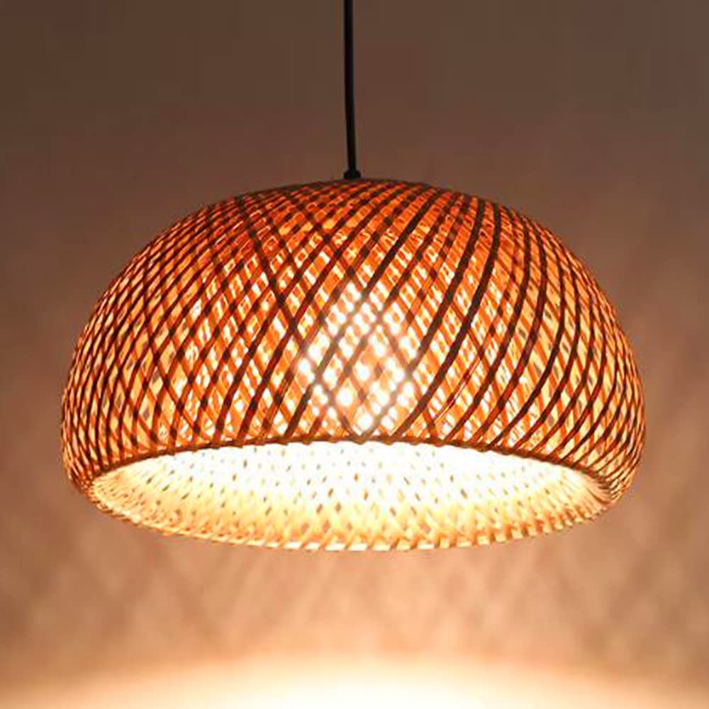 Natürliche Bambus Pendelleuchten Rattan Weben Hängelampe Esszimmer Kronleuchter Retro Pendellampe Höhenverstellbare Deckenleuchte Wohnzimmer Schlafzimmer Korridor Restaurant Hotel Deko Lampen,60cm