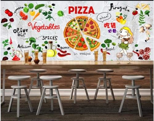 Lebensmittel Pizza Zutaten 3D Tapete Poster Restaurant Schlafzimmer Wohnzimmer Sofa TV Dekorative Wand-200cm×140cm